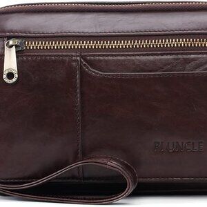 Leather Clutch Purse Wallet Men Wrist Bag
